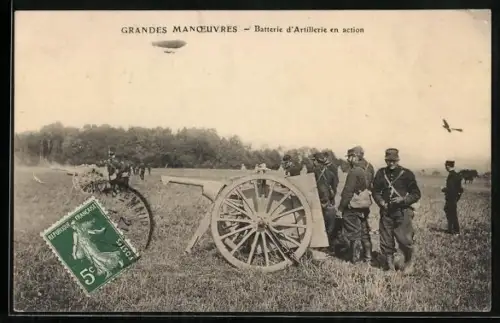 AK Batterie d`Artillerie en action, Grandes Manoeuvres