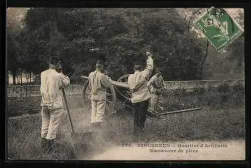 AK Vincennes, Quartier d`Artillerie, Manoeuvre de pièce