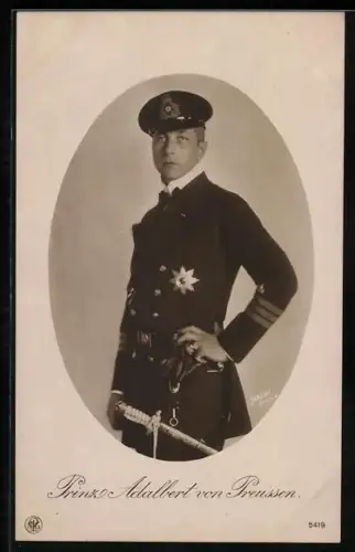 AK Prinz Adalbert von Preussen in Uniform mit Säbel
