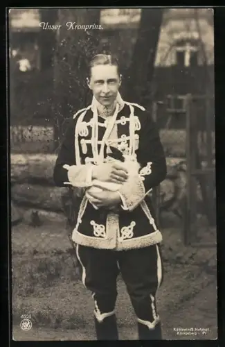 AK Kronprinz Wilhelm von Preussen mit einem Kaninchen