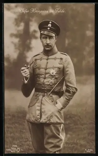AK Kronprinz Wilhelm von Preussen in Husarenuniform mit Pfeife
