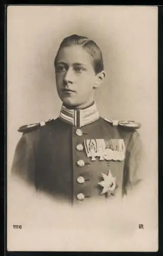 AK Kronprinz Wilhelm von Preussen als junger Mann in Uniform, Portrait