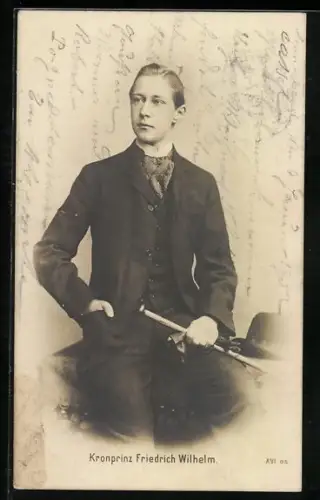 AK Kronprinz Wilhelm von Preussen als junger Mann im Dreiteiler