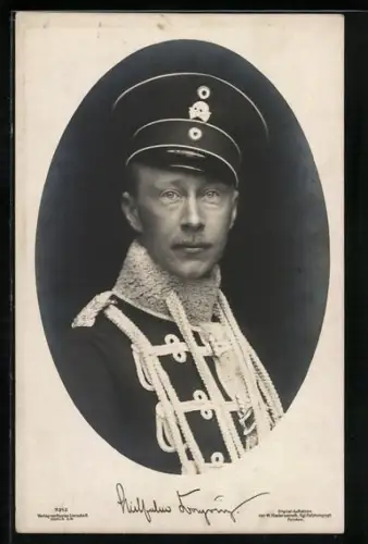 AK Kronprinz Wilhelm von Preussen im Husar mit Schirmmütze