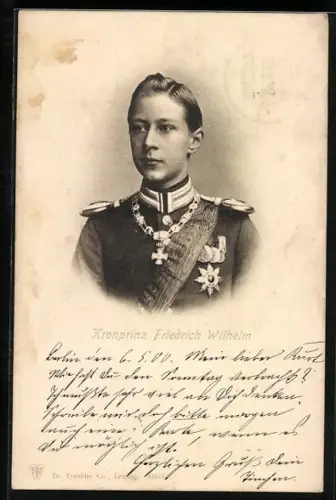 AK Kronprinz Friedrich Wilhelm in Uniform mit Orden