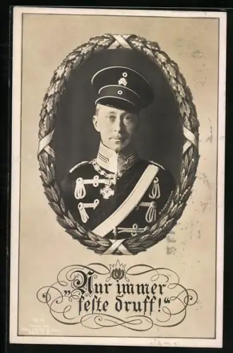 AK Kronprinz Wilhelm von Preussen in Husarenuniform im Halbportrait, Eichenlaub