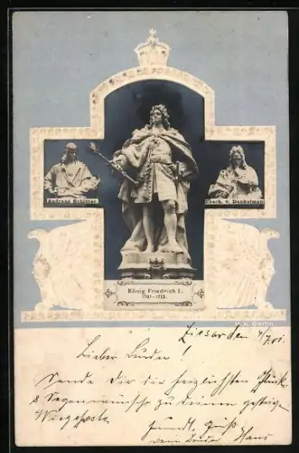 AK Berlin-Tiergarten, Denkmal König Friedrich I, Andreas Schlüter, Eberh. v. Danckelmann
