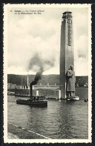 AK Liège, Le Canal Albert et le Monument du Roi