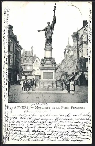 AK Anvers, Monument de la Furie Francaise