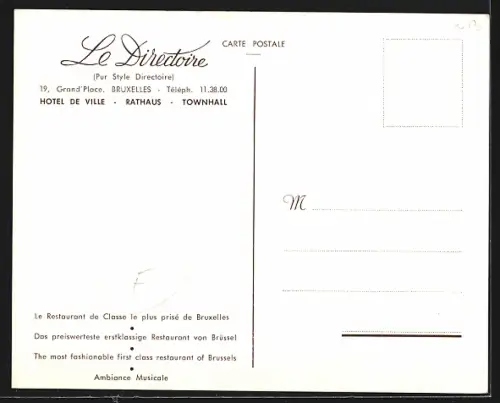 AK Bruxelles, Restaurant Le Directoire, 19, Grand`Place