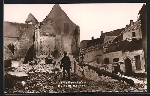 AK Malines, Zerstörte Strassenpartie