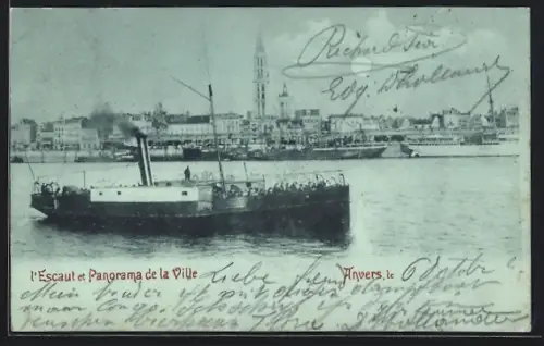 Mondschein-AK Anvers, L`Escaut et Panorama de la Ville