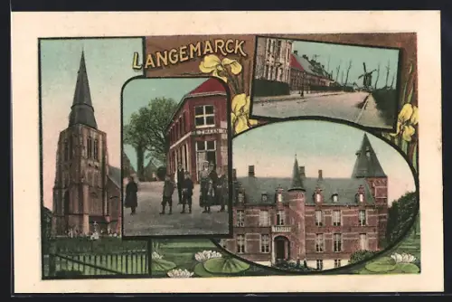 AK Langemarck, L`Eglise, Le Chateau, Une Rue