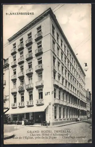 AK Blankenberghe, Grand Hotel Impérial (Ancien Hotel d`Allemagne), Prop. A. Pauwels-Doetsch, Rue de l`Eglise