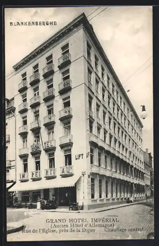 AK Blankenberghe, Grand Hotel Impérial (Ancien Hotel d`Allemagne), Prop. A. Pauwels-Doetsch, Rue de l`Eglise