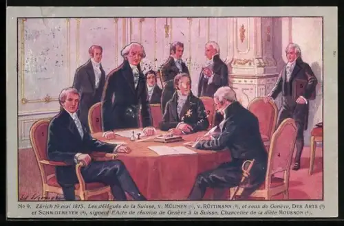 Künstler-AK Zürich, 19 mai 1815, Les délégués de la Suisse