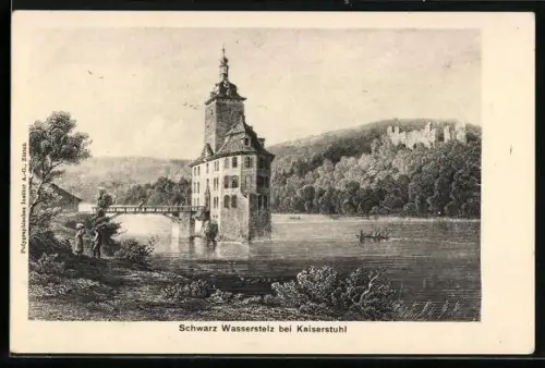 Künstler-AK Fisibach, Burg Schwarz Wasserstelz bei Kaiserstuhl