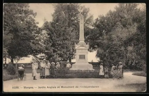AK Morges, Jardin Anglais et Monument de l`indépendance