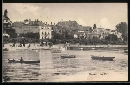 AK Morges, Le Port & l`Hôtel du Mont-Blanc