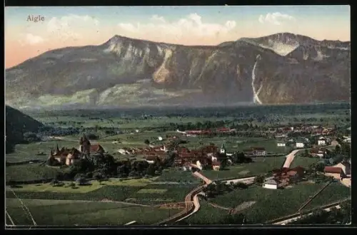 AK Aigle, Teilansicht mit Kirche