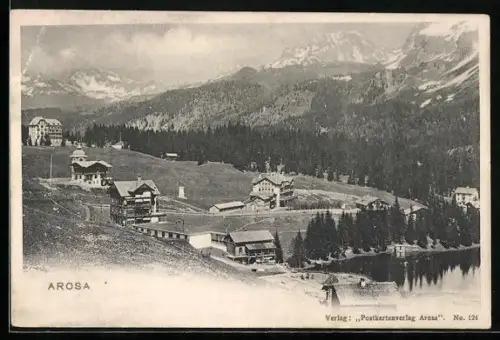AK Arosa, Panorama mit Hotel