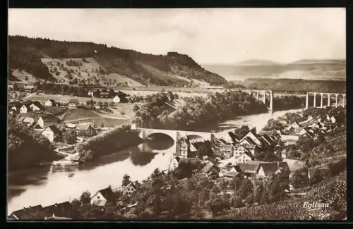 AK Eglisau, Teilansicht mit Brücke