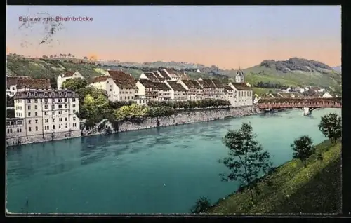 AK Eglisau, Teilansicht mit Rheinbrücke
