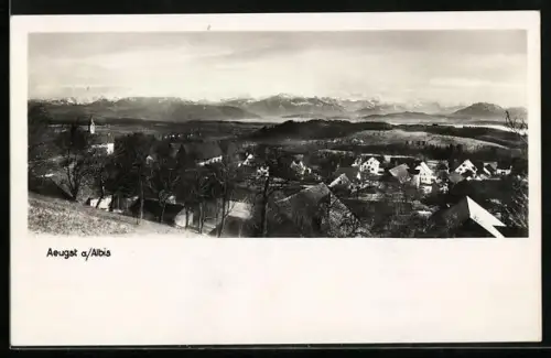 AK Aeugst a. Albis, Teilansicht mit Bergen