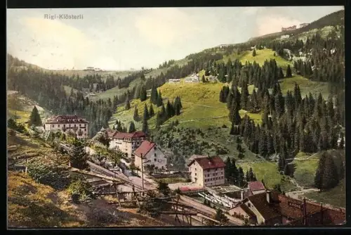 AK Rigi-Klösterli, Ortsansicht mit Talpanorama