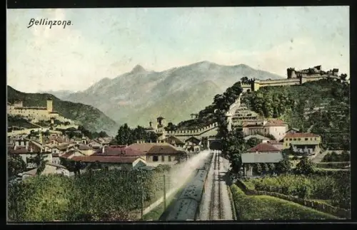 AK Bellinzona, Ortsansicht aus der Vogelschau