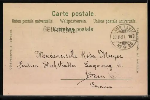 AK Bellinzona, Ortsansicht mit Bahntunnel