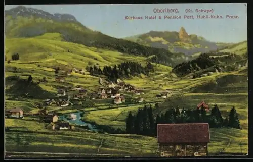 AK Oberiberg /Schwyz, Kurhaus Hotel und Pension Post, Hubli-Kuhn, Propr.