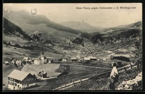 AK Oberiberg, Ortsansicht gegen Südwesten v. d. Windegg aus