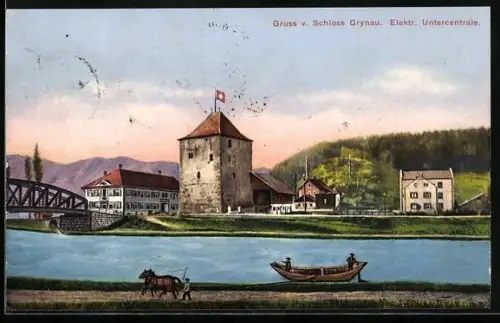 AK Tuggen, Schloss Grynau und Elektr. Unterzentrale