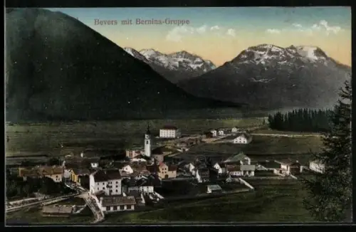 AK Bevers, Ortsansicht mit Bernina-Gruppe