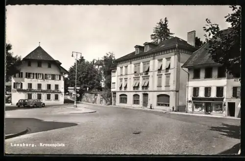 AK Lenzburg, Kronenplatz mit Hotel Krone