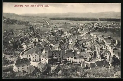 AK Lenzburg, Gesamtansicht vom Schlossberg aus