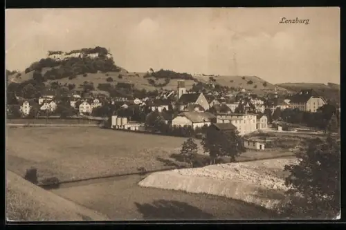 AK Lenzburg, Ortsansicht über die Felder