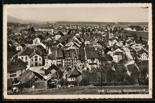 AK Lenzburg, Totalansicht über die Dächer