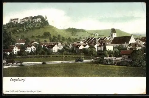 AK Lenzburg, Ortsansicht mit Schlossberg