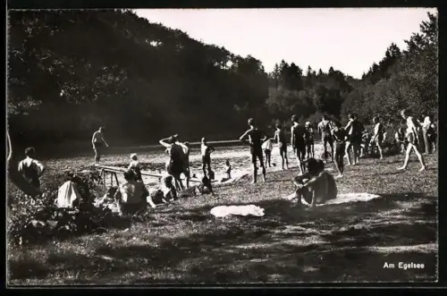 AK Widen, Gasthof und Chalet Hasenberg, Badende am Egelsee