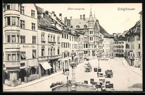 AK Schaffhausen, Frohnwaagplatz m. Apotheke zur Taube