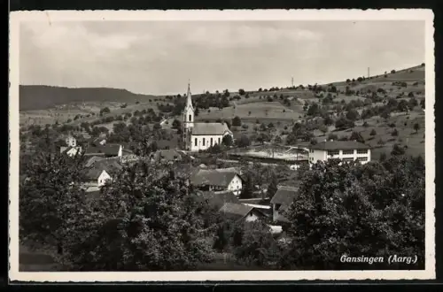AK Gansingen /Aarg., Ortsansicht mit Kirche