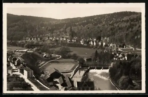 AK Baden, Ortsansicht aus der Vogelschau