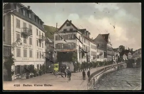 AK Baden, Strassenpartie an den Kleinen Bädern, Gasthaus zum Sternen
