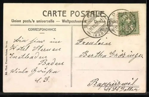 AK Baden, Strassenpartie an den Kleinen Bädern, Gasthaus zum Sternen