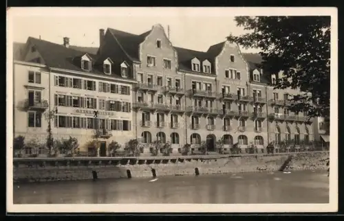 AK Ennetbaden, Blick über den Fluss zum Hotel Schwanen