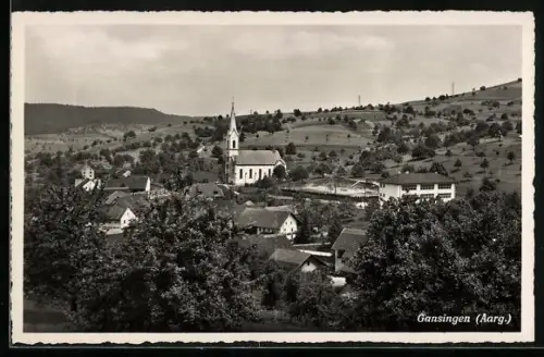 AK Gansingen /Aarg., Ortsansicht mit Kirche
