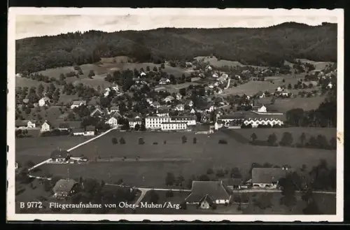 AK Ober-Muhen /Aargau, Ortsansicht, Fliegeraufnahme