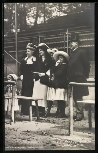 AK Dresden, Prinzessin Margarete, Alix und Anna von Sachsen im Zoolog. Garten